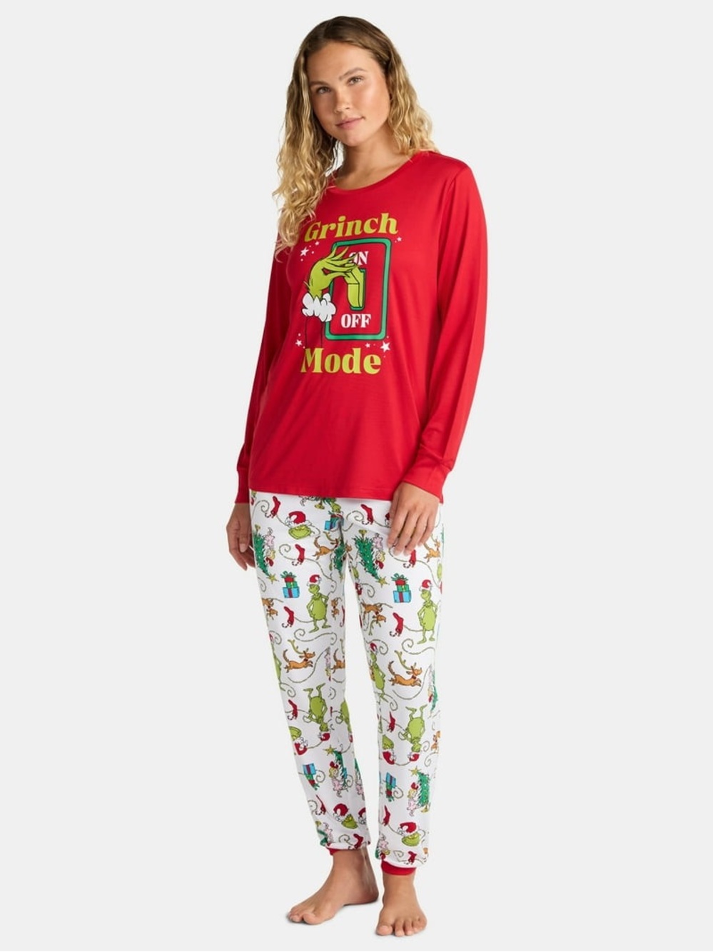 Dr. Seuss Grinch Women's Matching Pajamas Top and Pants Set, 2-Piece, size 2X